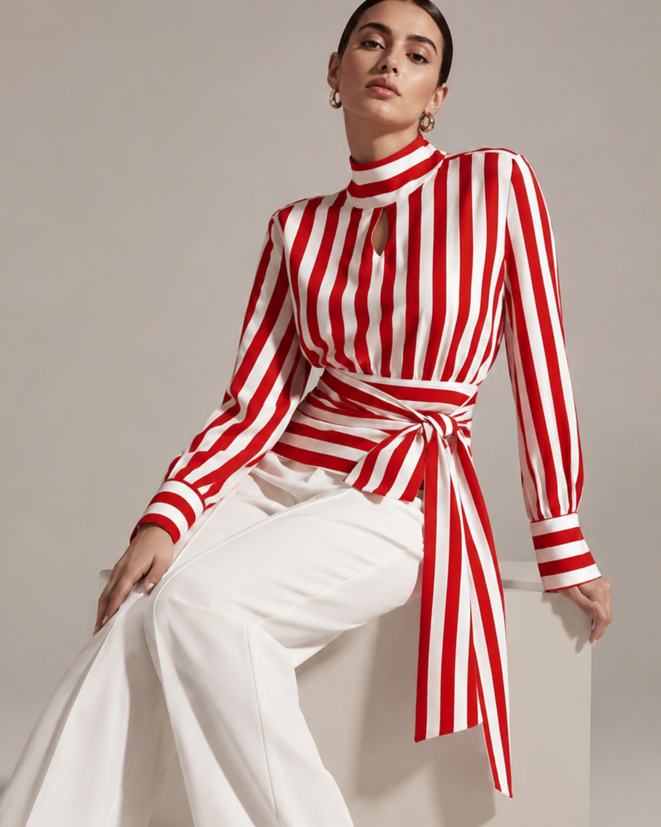 Women's striped alessia side view — versatile — Alessia Striped Shirt — Oscar Blackwood