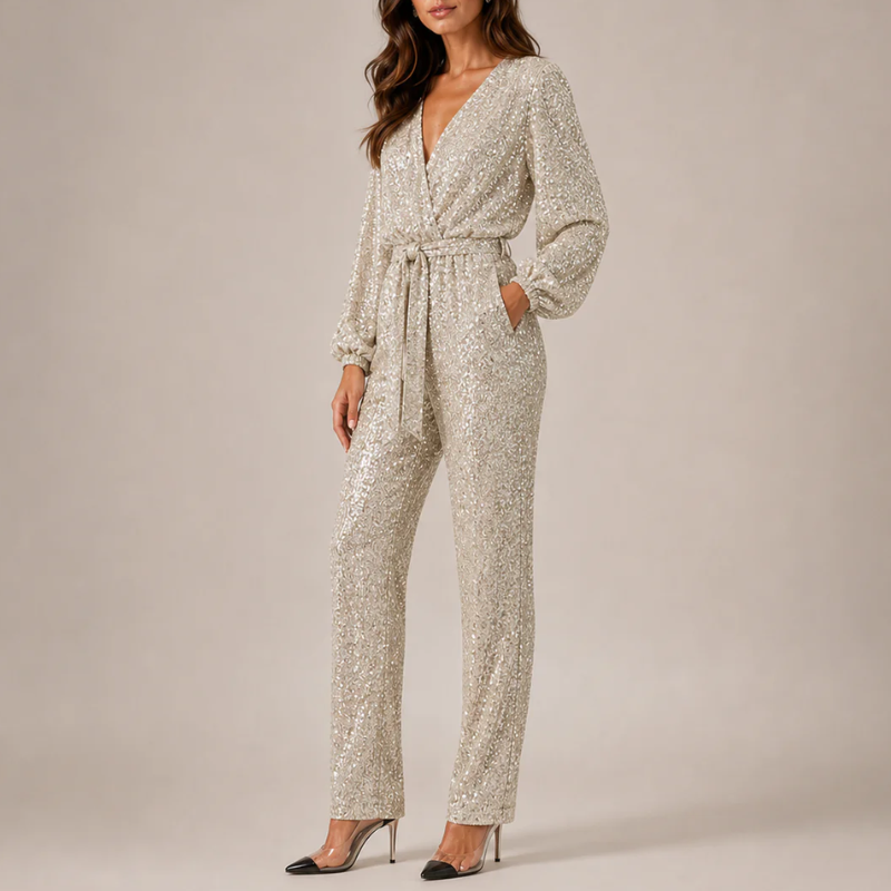 Women's dress close-up — chic — Julie Sequin Jumpsuit for every occasion — Oscar Blackwood