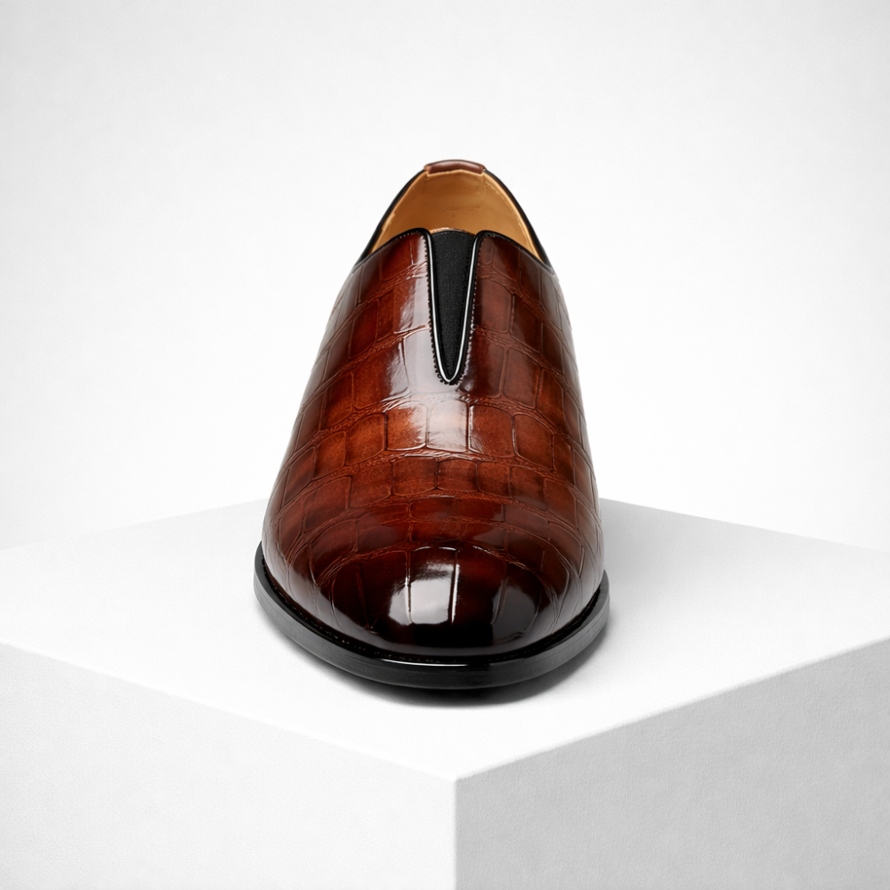 Men's leather loafers back view — versatile — Anthony Classic Croc Loafers — Oscar Blackwood