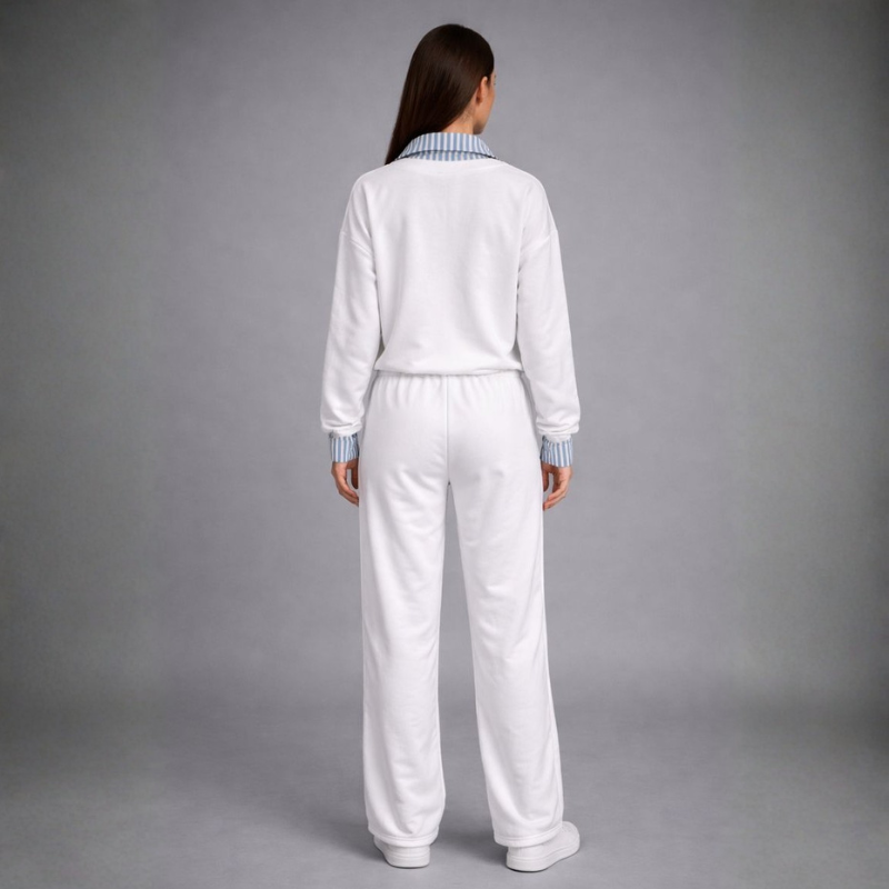 Women's white pants close-up — versatile — Amalia 2 Piece Set for every occasion — Oscar Blackwood
