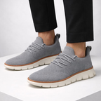 Men's gray lace sneakers front view — casual — Ben Breathable Sneakers — Oscar Blackwood
