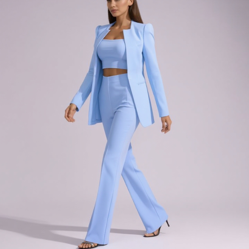 Women's white pants alternate angle — versatile — Anica 3 Piece Set — Oscar Blackwood