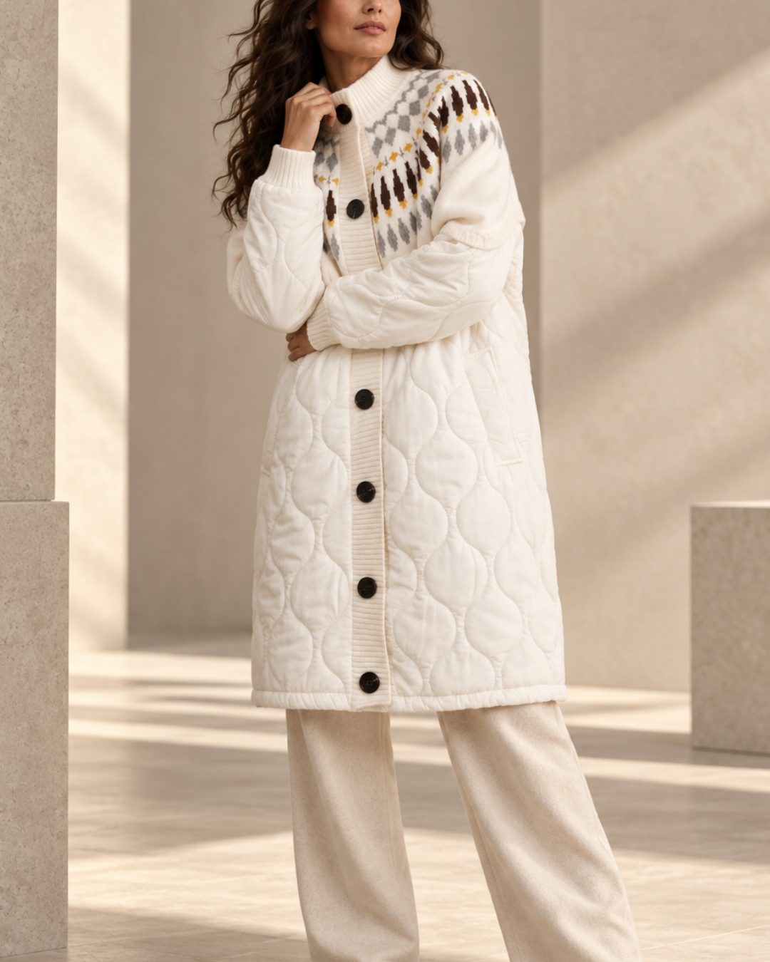 Women's ribbed jacket alternate angle — outerwear — Elise Padded Coat — Oscar Blackwood