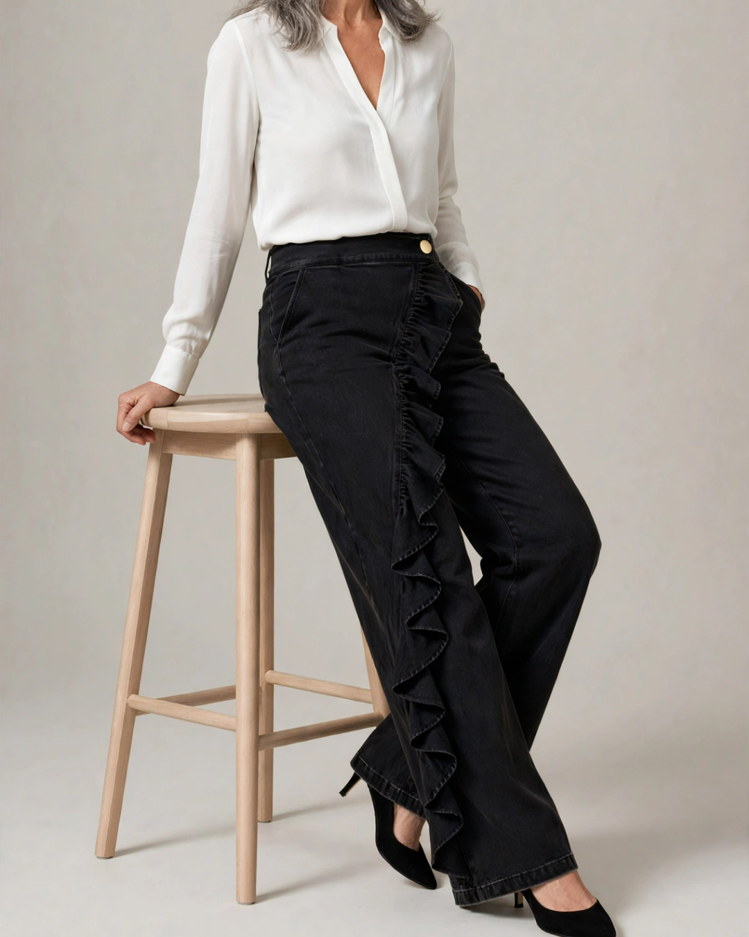 Women's denim skirt close-up — chic — Lexa Denim Skirt Pants for every occasion — Oscar Blackwood