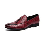 Men's red lace loafers close-up — versatile — Tino Croc Loafers — Oscar Blackwood