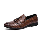 Men's brown lace loafers styled look — versatile — Tino Croc Loafers — Oscar Blackwood