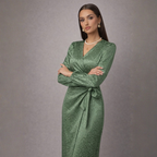 Women's leopard dress alternate angle — chic — Nica Leopard Wrap Dress — Oscar Blackwood