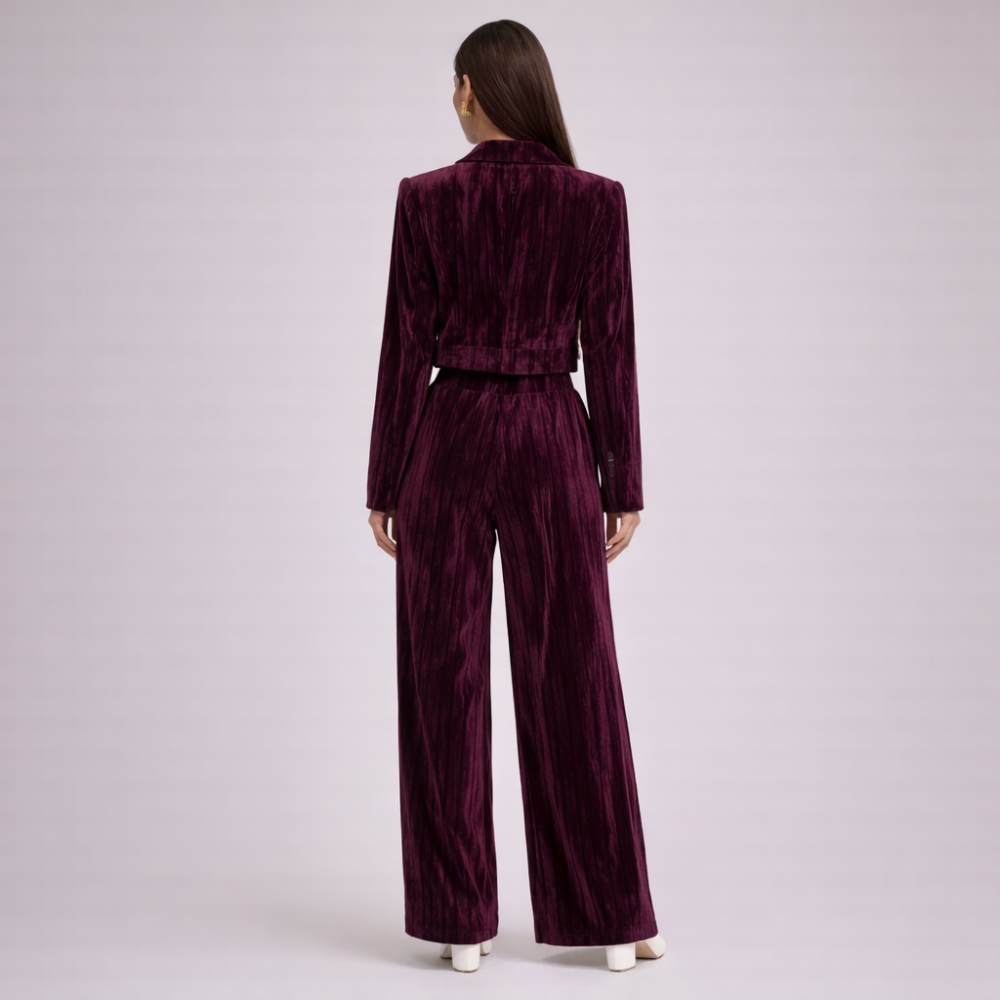 Women's silk sets close-up — versatile — Djuna Velvet 2 Piece Set — Oscar Blackwood