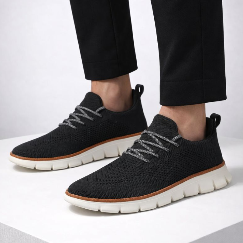 Men's gray lace sneakers alternate angle — casual — Ben Breathable Sneakers — Oscar Blackwood