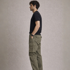 Men's tan cotton pants side view — versatile — Stanley Cargo Pants — Oscar Blackwood