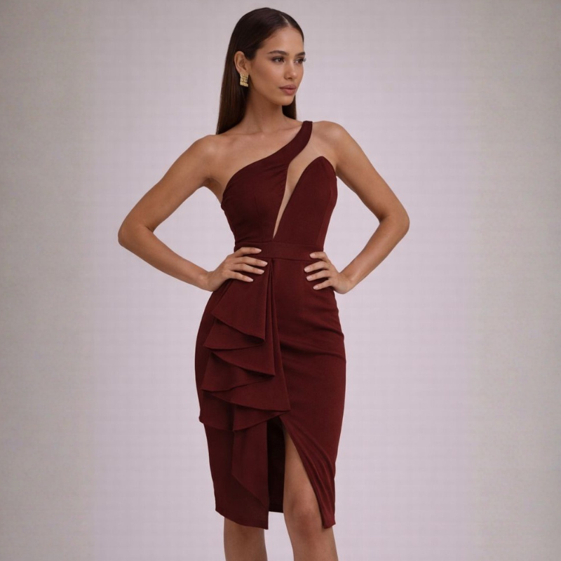 Women's dress front view — chic — Genevieve Slit Dress for every occasion — Oscar Blackwood