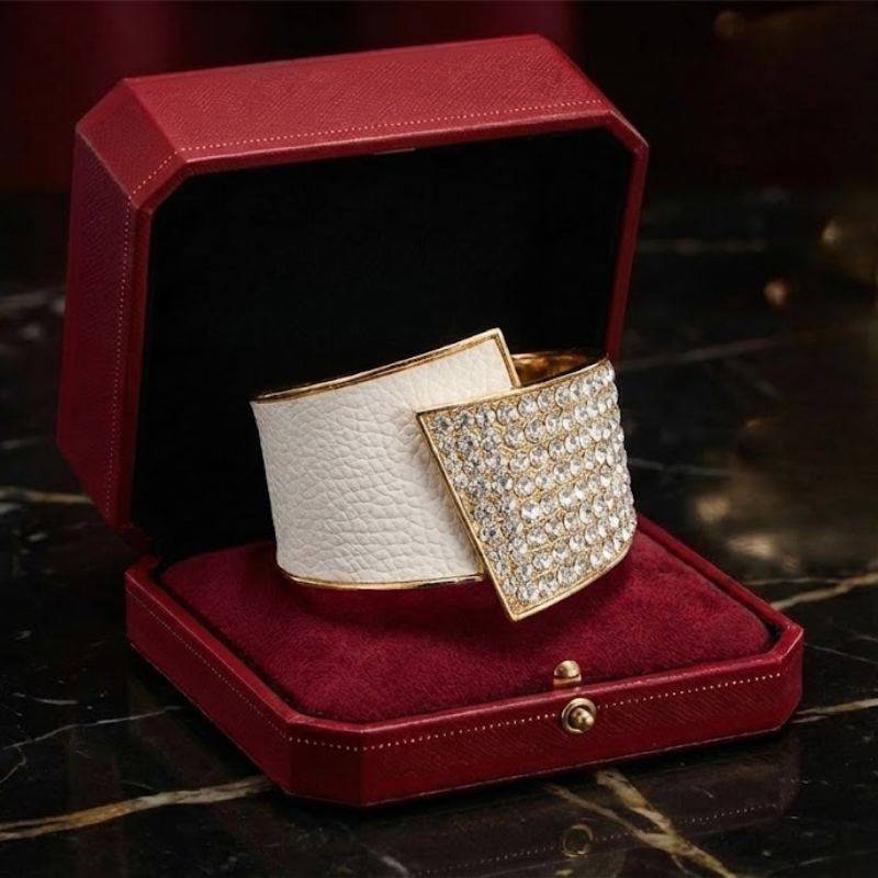 Women's white textured jewelry color detail — versatile — Aura Diamond Wave Bracelet — Oscar Blackwood