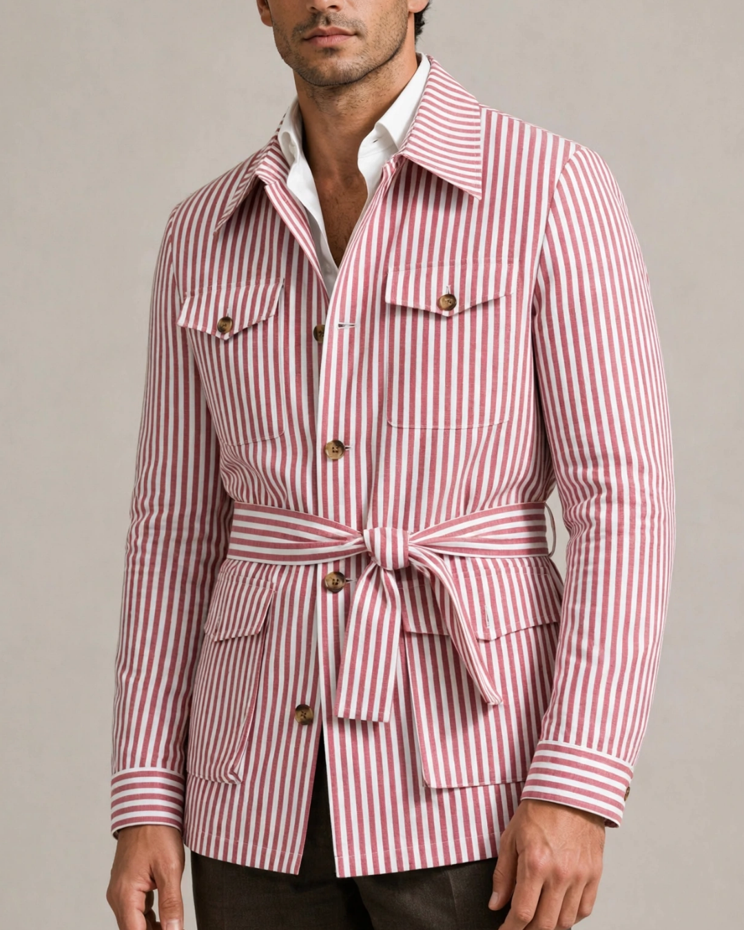 Men's striped jacket color detail — outerwear — Leo Vanderbilt Jacket — Oscar Blackwood