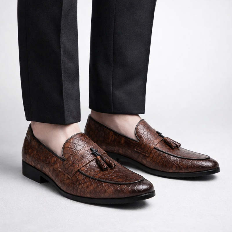 Men's lace loafers alternate angle — versatile — Tino Croc Loafers — Oscar Blackwood