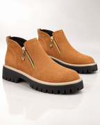 Women's brown suede boots color detail — rugged — Angelina Ankle Boots — Oscar Blackwood