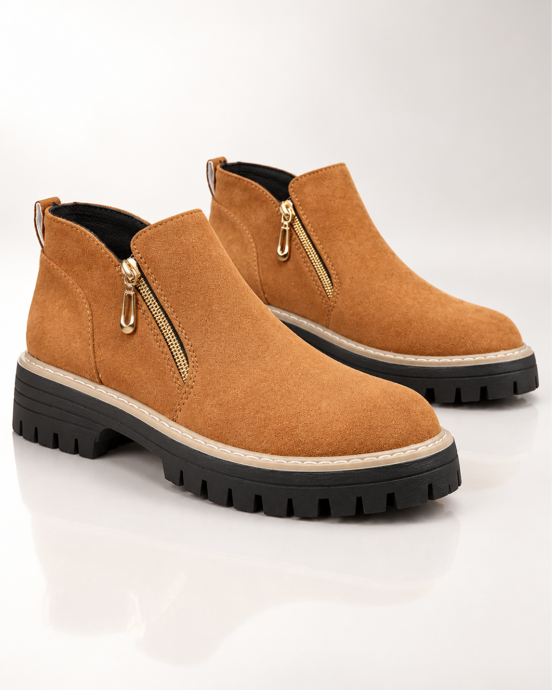 Women's brown suede boots color detail — rugged — Angelina Ankle Boots — Oscar Blackwood