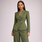 Women's green knit pants alternate angle — versatile — Brauere 2 Pieces Set — Oscar Blackwood