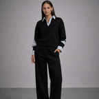 Women's black pants side view — versatile — Amalia 2 Piece Set — Oscar Blackwood
