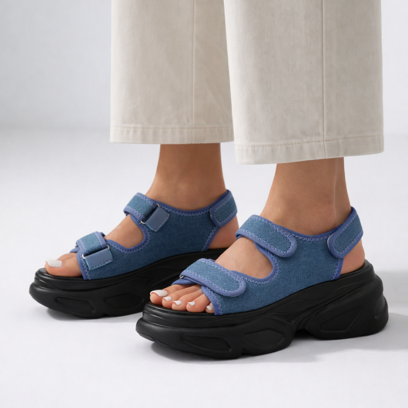 Women's sandals back view — versatile — Lizzie Chunky Sandals for every occasion — Oscar Blackwood