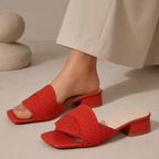 Women's woven sandals color detail — summer — Iris Woven Slide Sandals — Oscar Blackwood