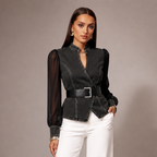 Women's denim dea back view — versatile — Dea Medina Summer Top — Oscar Blackwood