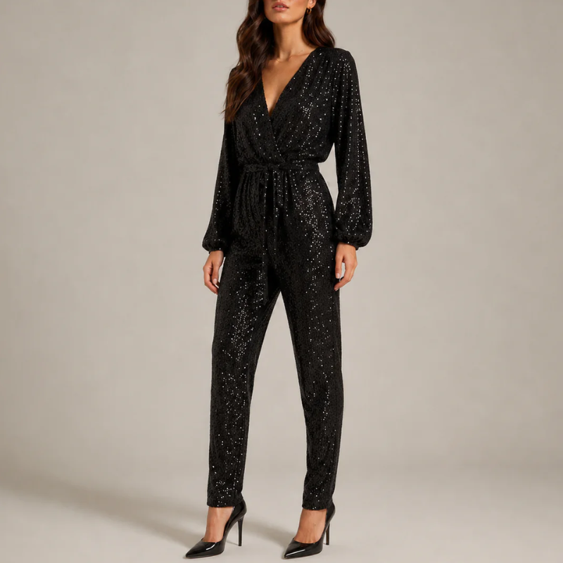 Women's dress detail view — chic — Julie Sequin Jumpsuit for every occasion — Oscar Blackwood