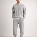 Men's light-gray cotton pants back view — versatile — Eric Waffle 2 Piece Set — Oscar Blackwood
