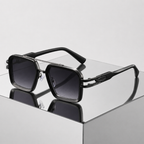 Women's dark-gray sunglasses styled look — statement — Lennon Retro Aviator Sunglasses — Oscar Blackwood