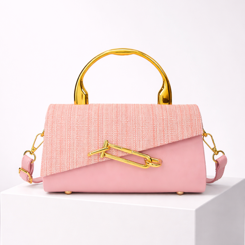 Women's white geometric handbag close-up — everyday — Samira Crossbody Handbag — Oscar Blackwood