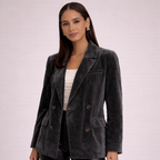 Women's black velvet jacket alternate angle — outerwear — Rony Velvet Jacket — Oscar Blackwood