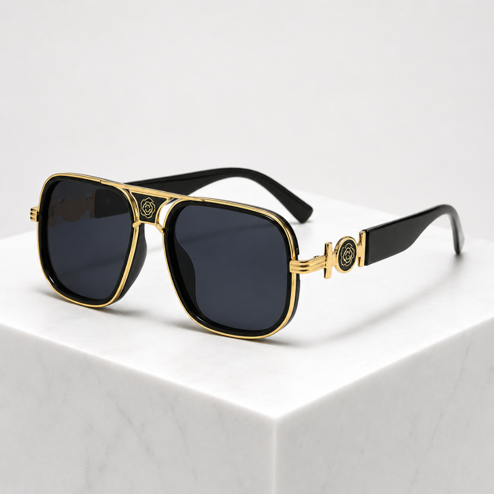 Women's black floral sunglasses styled look — statement — Deidra Aviator Sunglasses — Oscar Blackwood