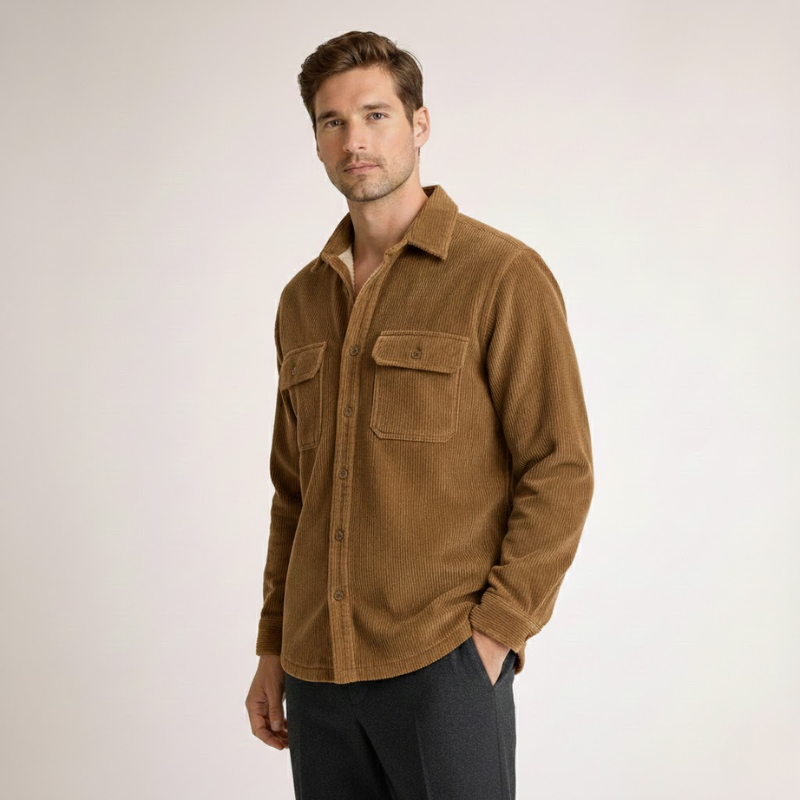 Men's cotton vanderbilt back view — versatile — Vanderbilt Corduroy Shirt — Oscar Blackwood