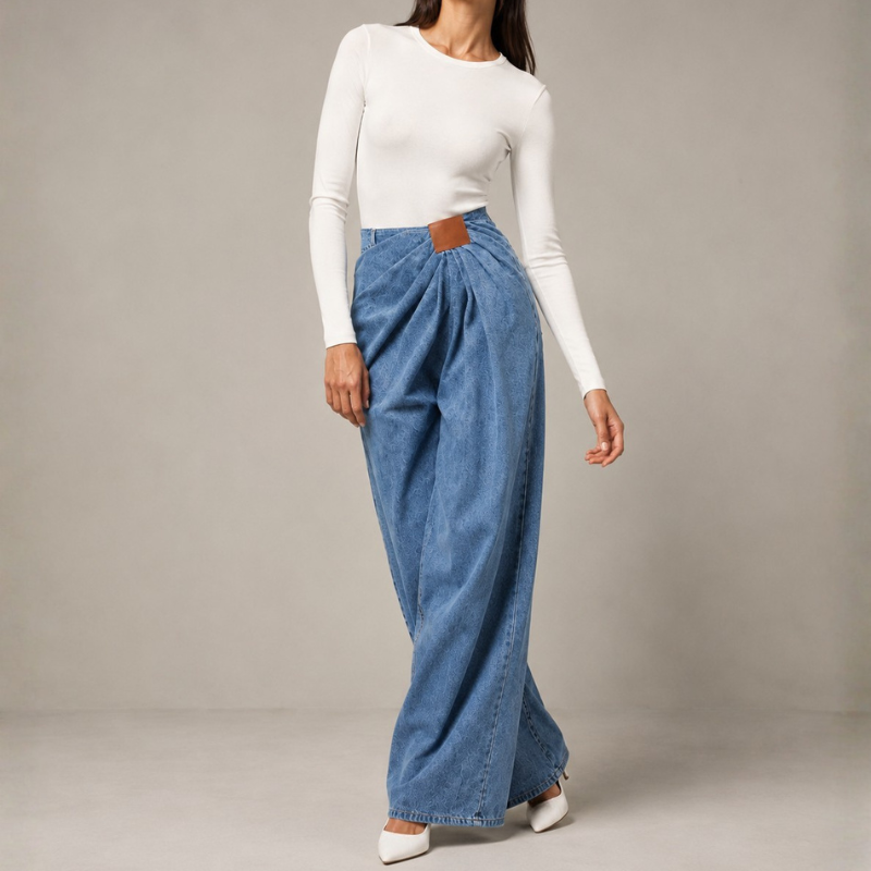 Women's denim jeans back view — casual — Madison Wide Jeans for every occasion — Oscar Blackwood