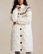 Women's white ribbed jacket close-up — outerwear — Elise Padded Coat — Oscar Blackwood