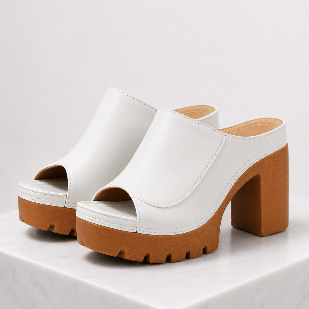 Women's off-white heels side view — elegant — Ambre Heeled Sandals — Oscar Blackwood