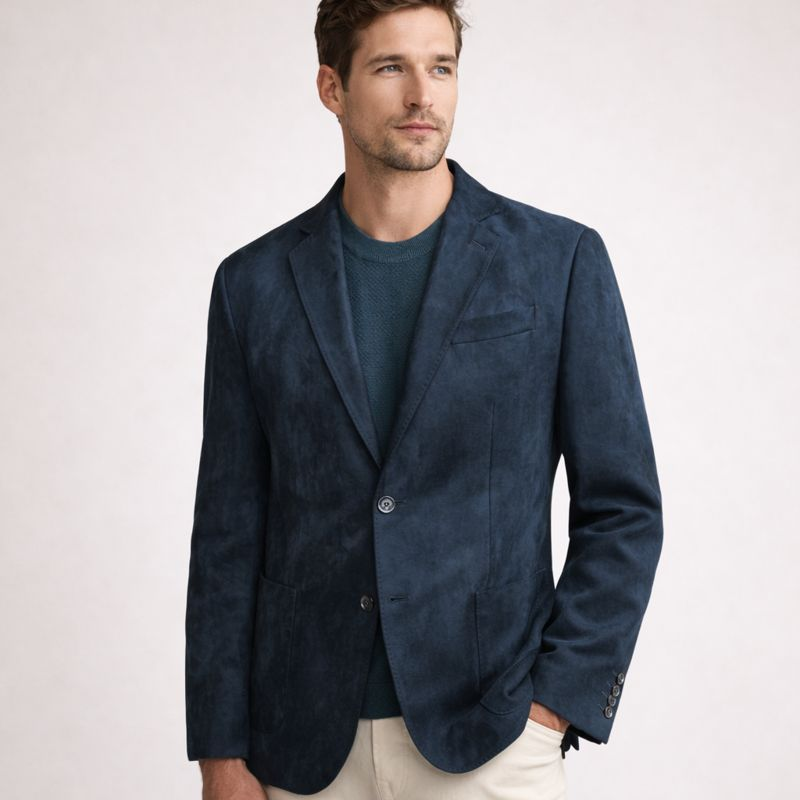 Men's suede jacket close-up — outerwear — Ludvic Suede Blazer for every occasion — Oscar Blackwood