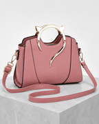 Women's leather handbag back view — everyday — Miaura Cat-Ear Handbag — Oscar Blackwood