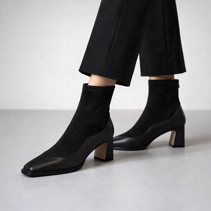 Women's leather boots close-up — rugged — Taylor Square Toe Ankle Boots — Oscar Blackwood