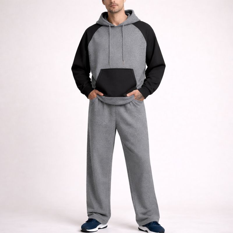 Men's gray fleece pants detail view — versatile — Louis Fleece 2 Piece Set — Oscar Blackwood