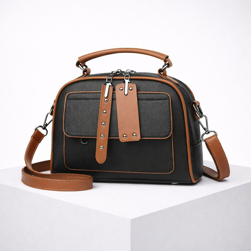 Women's black-brown leather bag close-up — everyday — Greta Shoulder Bag — Oscar Blackwood