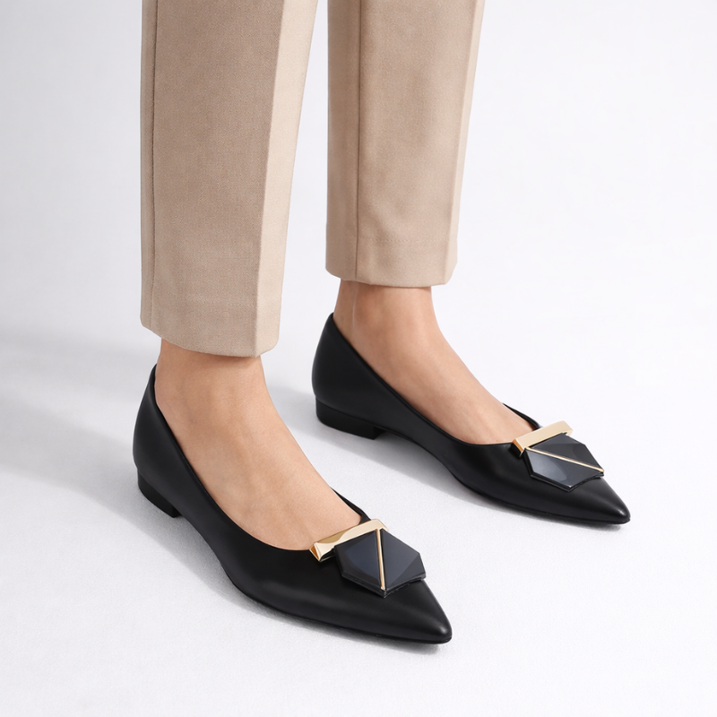 Women's shoes back view — versatile — Cynthia Point Toe Flat Shoes — Oscar Blackwood