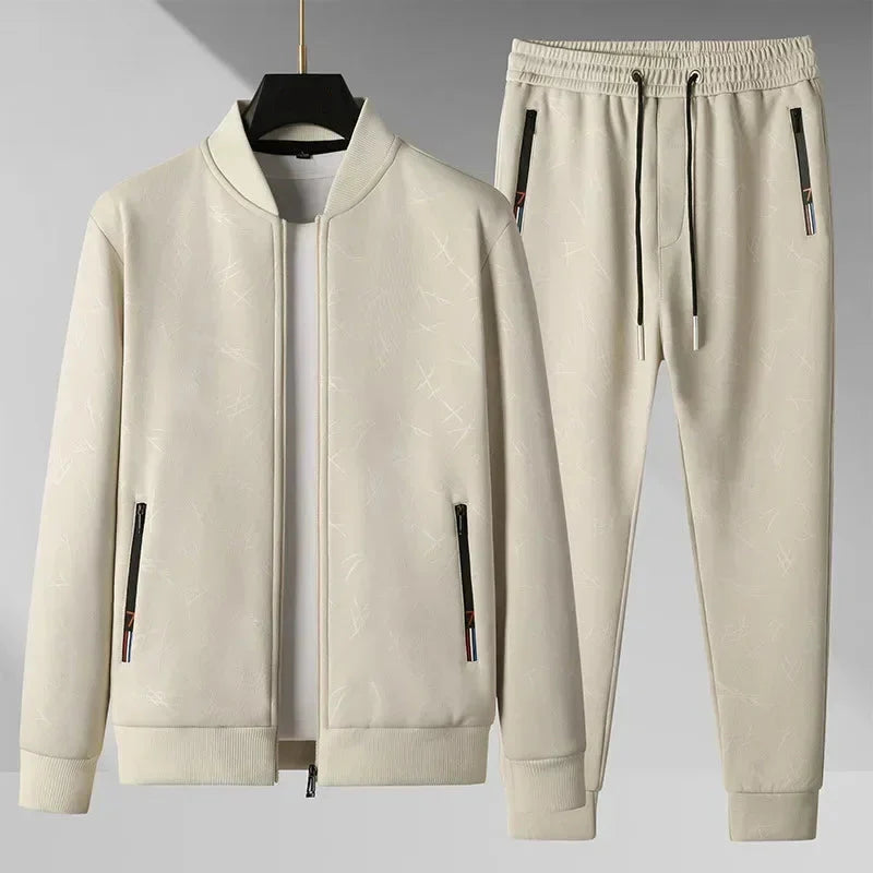 Men's khaki cotton pants back view — versatile — Chad 2 Piece Tracksuit Set — Oscar Blackwood