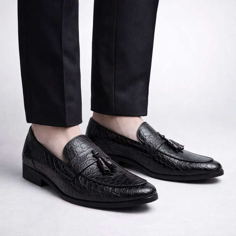 Men's lace loafers back view — versatile — Tino Croc Loafers for every occasion — Oscar Blackwood