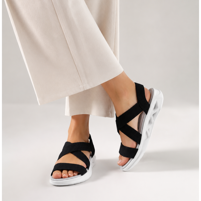 Women's geometric sandals side view — versatile — Florence Orthopedic Sandals — Oscar Blackwood