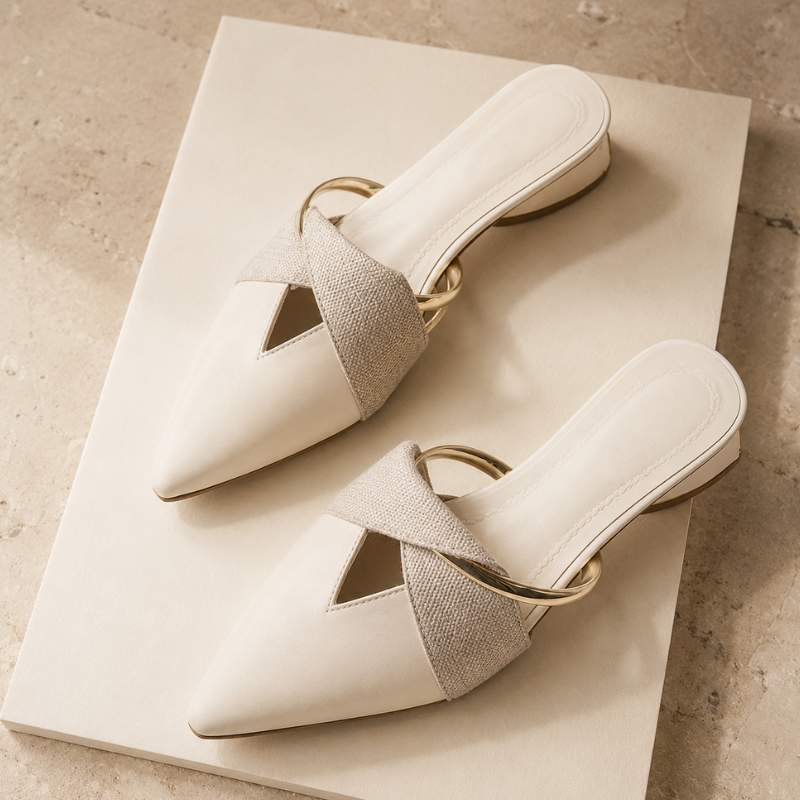 Women's leather sandals styled look — versatile — Evelyn Pointed Toe Mules — Oscar Blackwood