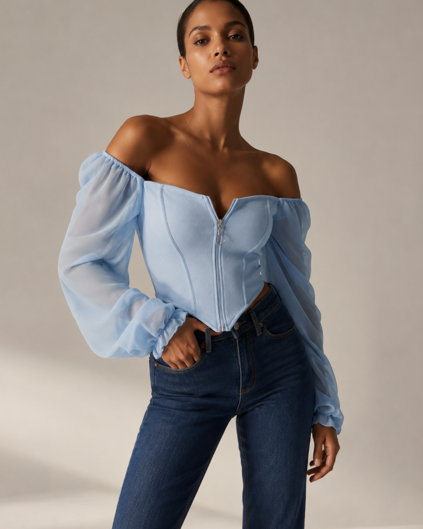 Women's chiffon juliette back view — versatile — Juliette Corset Blouse — Oscar Blackwood