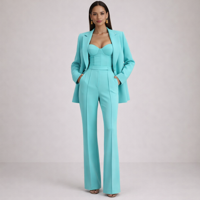 Unisex turquoise-1 sets alternate angle — versatile — Alana 3 Pieces Set — Oscar Blackwood