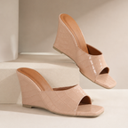 Women's heels alternate angle — elegant — Christina Wedge Sandals — Oscar Blackwood