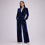 Women's blue silk sets side view — versatile — Djuna Velvet 2 Piece Set — Oscar Blackwood