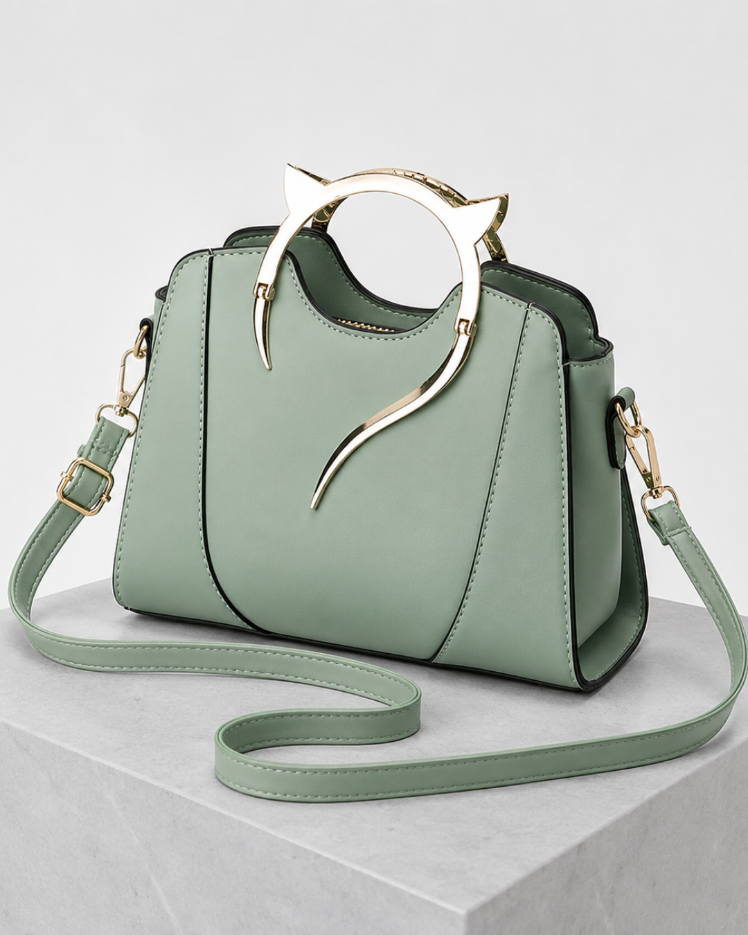 Women's leather handbag close-up — everyday — Miaura Cat-Ear Handbag — Oscar Blackwood